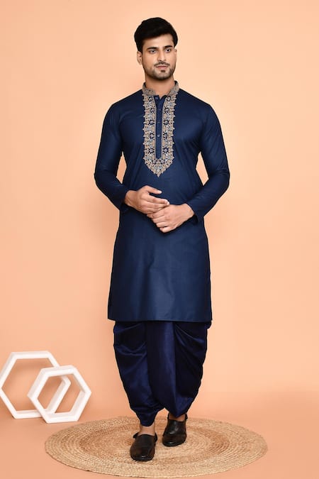 Arihant Rai Sinha Flower Embroidered Placket Kurta With Dhoti Pant 