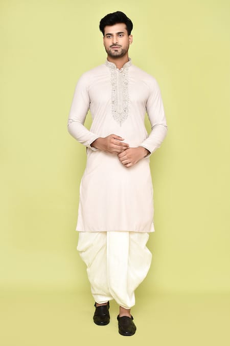 Arihant Rai Sinha Floral Bloom Embroidered Placket Kurta With Dhoti Pant 