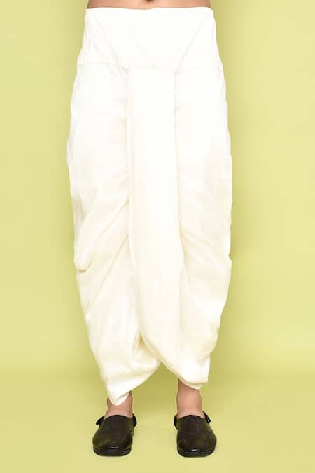 Shop_Arihant Rai Sinha_Ivory Cotton, Silk Embroidery Floral Bloom Placket Kurta With Dhoti Pant 