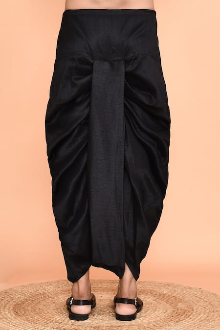 Buy_Arihant Rai Sinha_Black Silk Embroidery Straight Butti Kurta And Dhoti Pant Set _Online_at_Aza_Fashions