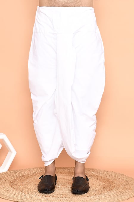 Arihant Rai Sinha_Grey Cotton, Silk Embroidery Flower Vine Kurta With Dhoti Pant _Online_at_Aza_Fashions