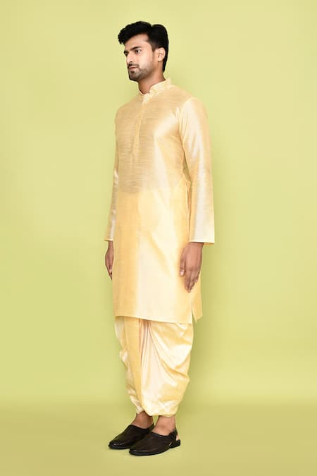 Arihant Rai Sinha_Beige Silk Embroidery Straight Kurta With Dhoti Pant_at_Aza_Fashions