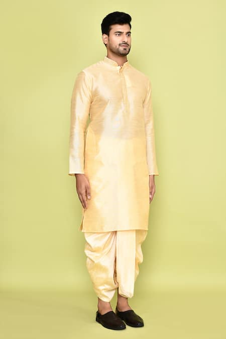 Buy_Arihant Rai Sinha_Beige Silk Embroidery Straight Kurta With Dhoti Pant
