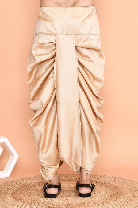 Buy_Arihant Rai Sinha_Beige Silk Embroidery Placement Floral Kurta With Dhoti Pant_Online_at_Aza_Fashions