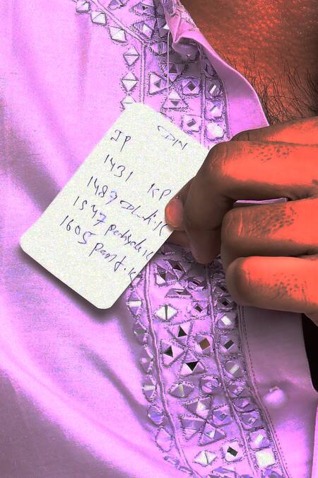 Shop_Arihant Rai Sinha_Purple Silk Mirrors Miniature Butti Embroidered Kurta With Dhoti Pant_Online_at_Aza_Fashions