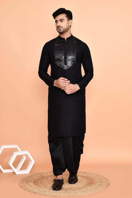 Arihant Rai Sinha Metallic Embroidered Yoke Kurta With Dhoti Pant 