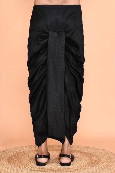 Buy_Arihant Rai Sinha_Black Silk Mirrors Diamond Embroidered Kurta With Dhoti Pant _Online_at_Aza_Fashions