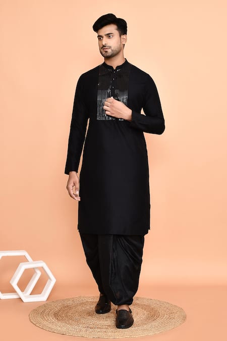 Arihant Rai Sinha Stripe Metallic Embroidered Yoke Kurta With Dhoti Pant 