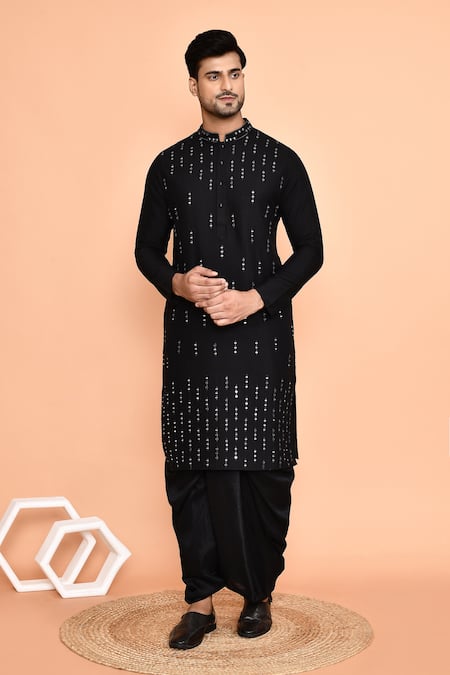 Arihant Rai Sinha Linear Mirror Embroidered Kurta With Dhoti Pant 