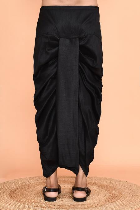 Buy_Arihant Rai Sinha_Black Silk Mirrors Linear Embroidered Kurta With Dhoti Pant _Online_at_Aza_Fashions