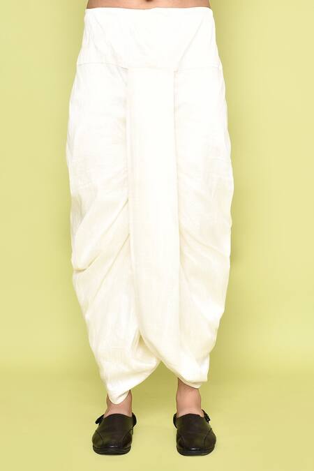Arihant Rai Sinha_Green Silk, Cotton Plain Straight Kurta With Dhoti Pant_Online_at_Aza_Fashions