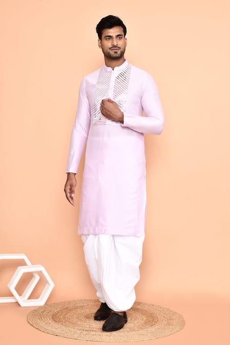 Arihant Rai Sinha Stripe Embroidered Yoke Kurta With Dhoti Pant 