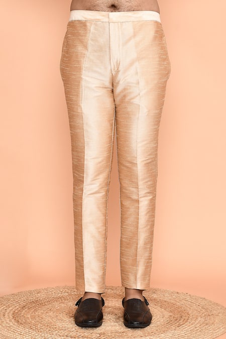 Arihant Rai Sinha_Brown Silk Embroidery Thread Kurta With Pant_Online_at_Aza_Fashions