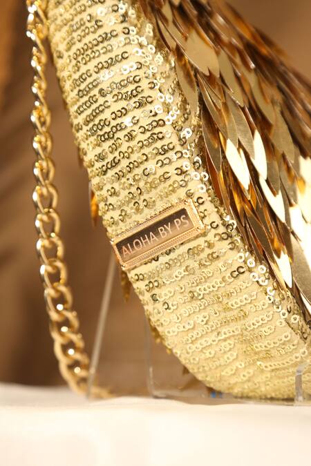 Buy_Aloha By PS_Gold Sequins Triangle Shaped Bag