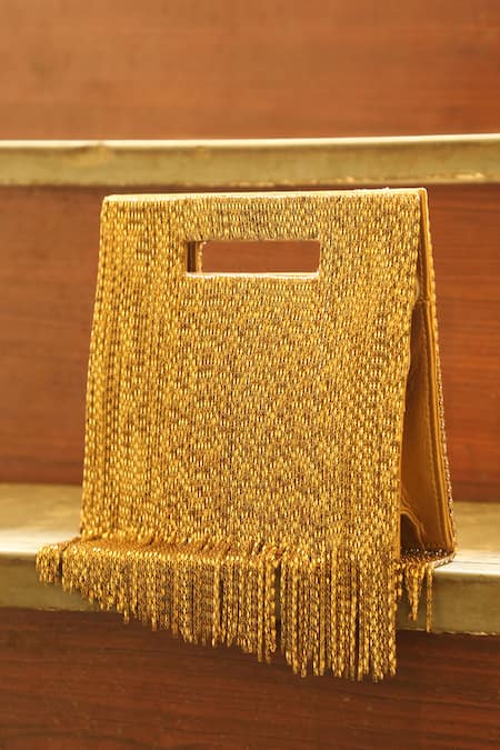 Aloha By PS_Gold Chains Metallic Embellished Bag_Online_at_Aza_Fashions