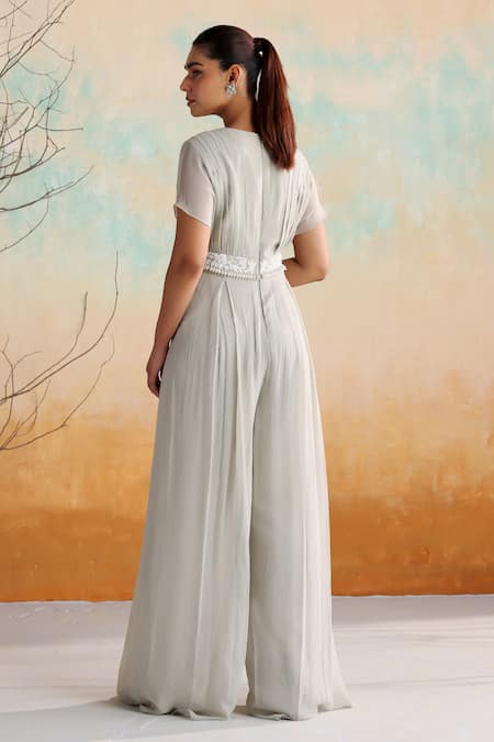 Seema Thukral Poppy Floral Embroidered Draped Jumpsuit 