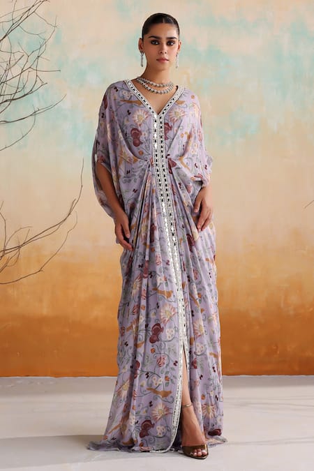 Seema Thukral Zaria Floral Print Draped Kaftan 