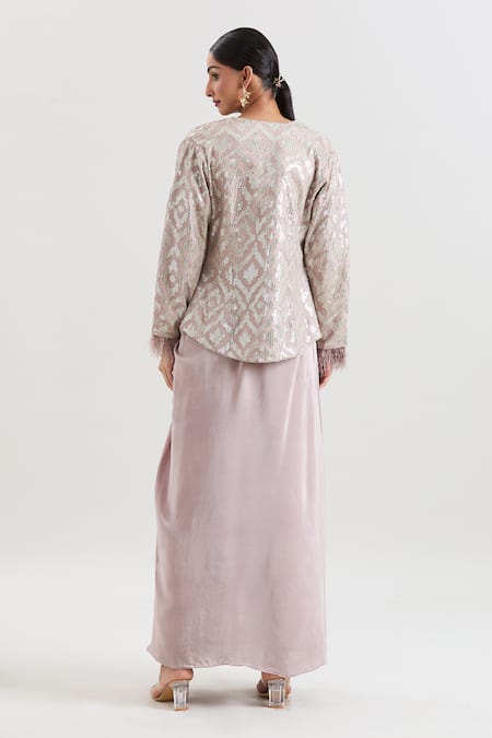 Basanti - Kapde Aur Koffee X AZA Sequin Embroidered Jacket & Skirt Set 