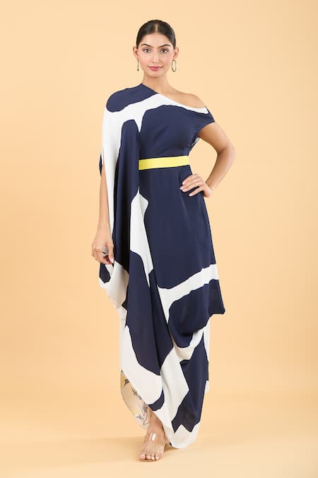 Vedika M Abstract Print Maxi Dress With Belt 