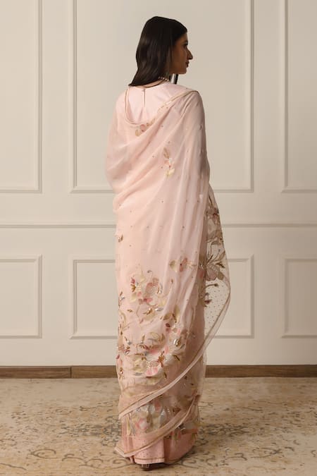 Atelier Shikaarbagh Sequin Embroidered Saree With Unstitched Blouse Piece 