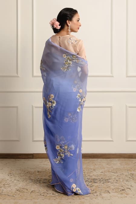 Atelier Shikaarbagh Embroidered Ombre Saree With Unstitched Blouse Piece 