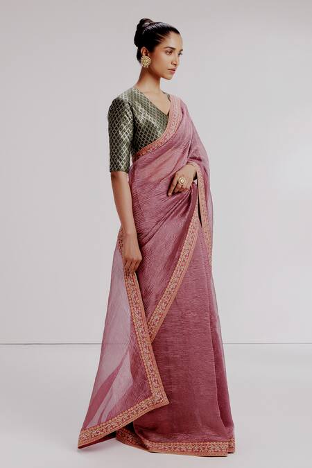 Buy Taisha Multi Color Silk, Satin Sequins Textured Saree Set With Kadhwa Woven Blouse Online at Aza Fashions Buy_Taisha_Multi Color Silk, Satin Sequins Textured Saree Set With Kadhwa Woven Blouse _Online_at_Aza_Fashions