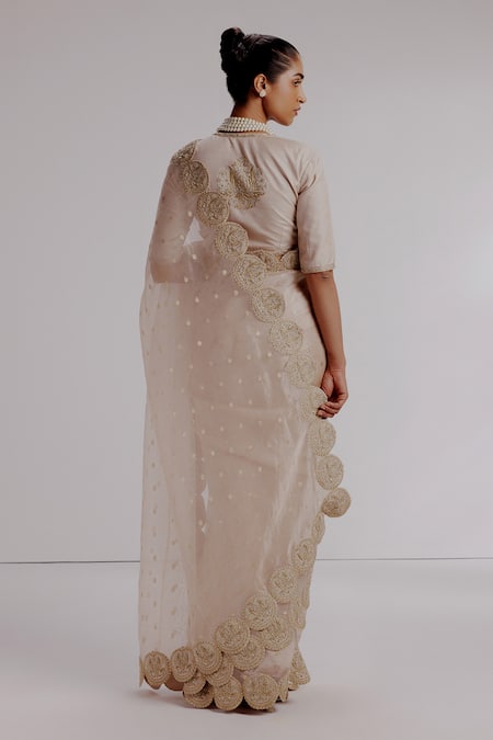 Taisha Lotus Embroidered Border Saree Set 