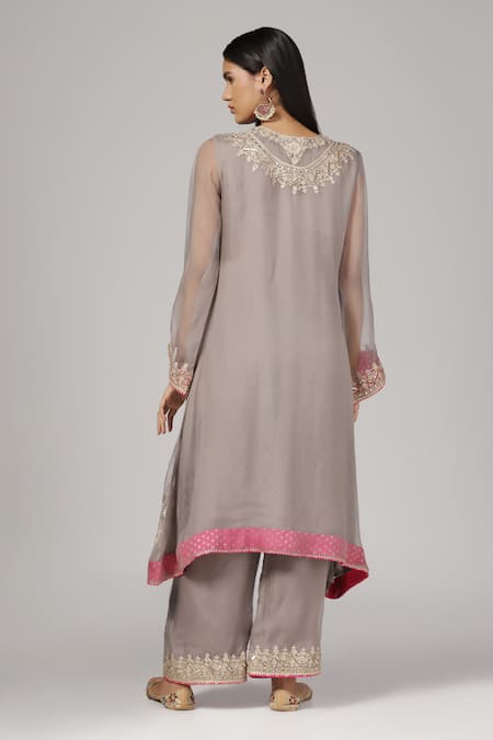Anju & Harleen Aari Embroidered Kurta & Pant Set 
