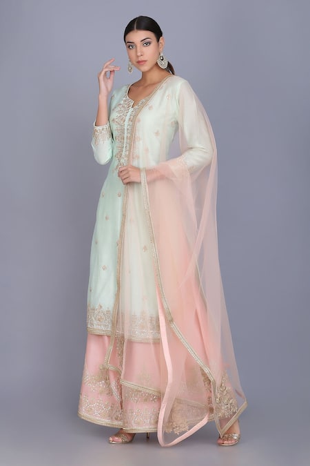 Anju & Harleen Zari Embroidered Kurta Sharara Set 