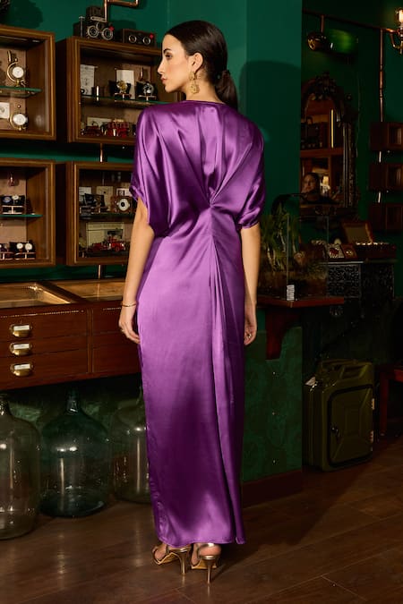 Meesa Contrast Sequin Heart Embroidered Kaftan 