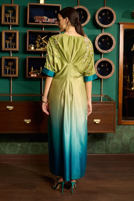 Meesa Ombre Placement Gota Patti Embroidered Kaftan 