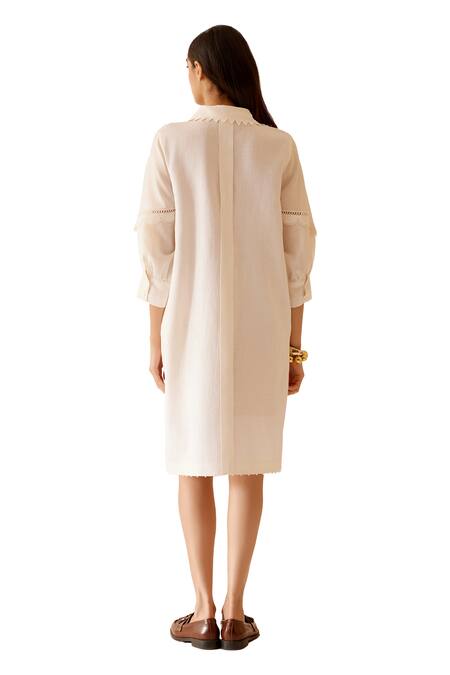Shop_Bunka_Ivory Cotton Lace Collared Isa Zig-zag Dress