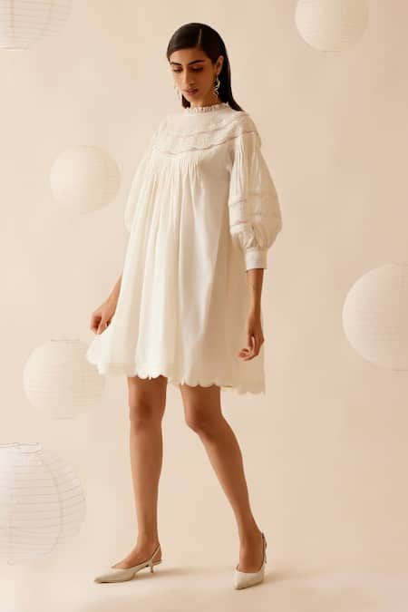 BUNKA Lea Lace Detailed Cotton Dress 