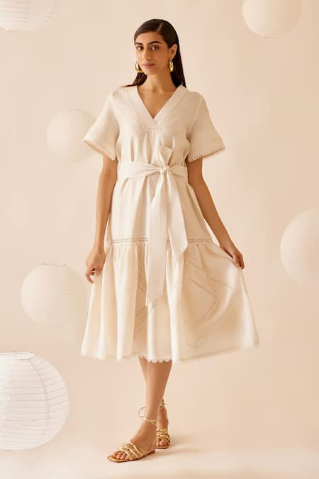 Bunka Sada Lace Detailed Cotton Dress 