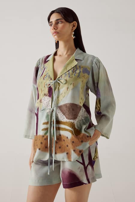 Cord Mirage Print Shirt With Shorts 