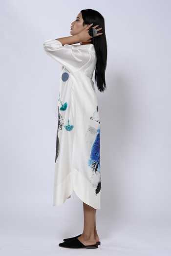 Buy_Taika By Poonam Bhagat_Ivory Chanderi Bandeau Neck Watercolour Abstract Pattern Tunic _Online_at_Aza_Fashions