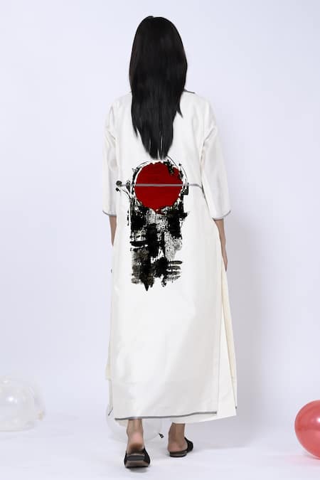 Shop Taika By Poonam Bhagat Ivory Chanderi Watercolour Round Pattern Tunic With Pant at Aza Fashions Shop_Taika By Poonam Bhagat_Ivory Chanderi Watercolour Round Pattern Tunic With Pant _at_Aza_Fashions