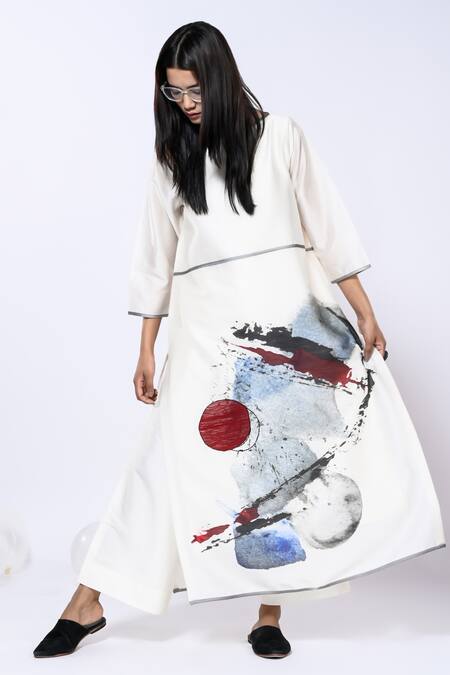 Buy Taika By Poonam Bhagat Ivory Chanderi Watercolour Round Pattern Tunic With Pant Online at Aza Fashions Buy_Taika By Poonam Bhagat_Ivory Chanderi Watercolour Round Pattern Tunic With Pant _Online_at_Aza_Fashions