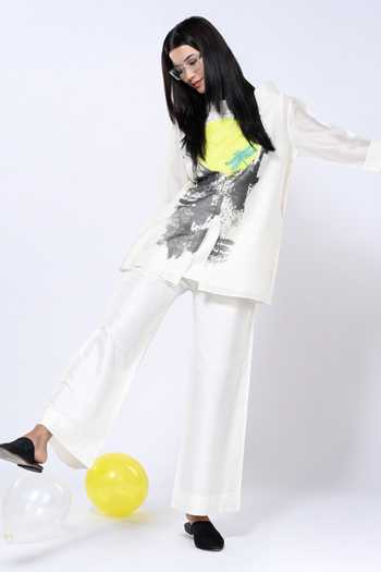 Shop_Taika By Poonam Bhagat_Ivory Chanderi Collared Abstract Pattern Short Tunic With Pant _Online_at_Aza_Fashions