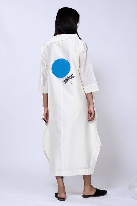 Shop Taika By Poonam Bhagat Ivory Chanderi Dot Side Collar Pattern Tunic at Aza Fashions Shop_Taika By Poonam Bhagat_Ivory Chanderi Dot Side Collar Pattern Tunic _at_Aza_Fashions