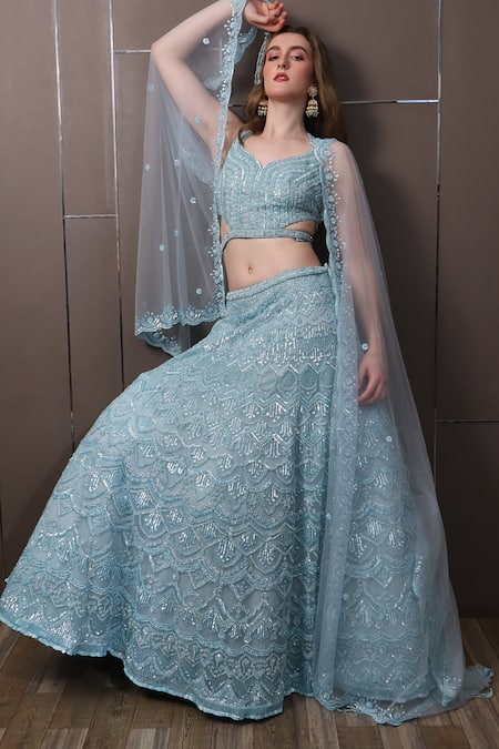 SAYISHA Sequins Hand Embroidered Lehenga Set 