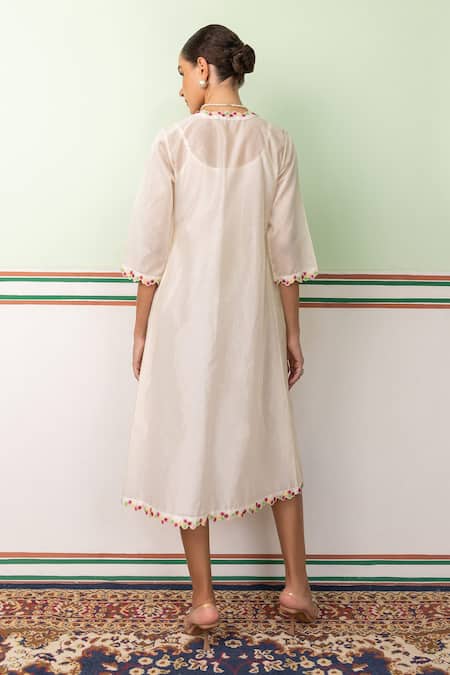 Shimona Ditsy Bloom Cutwork Border Cover Up Jacket With Slip Dress 