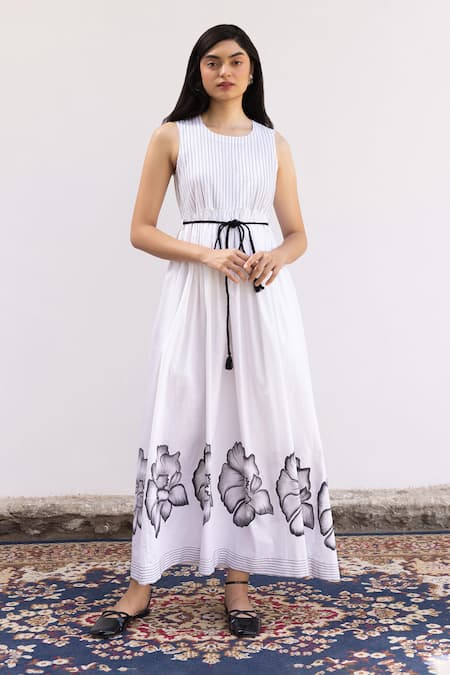 SHIMONA Moonflower Hand Painted Maxi Dress 