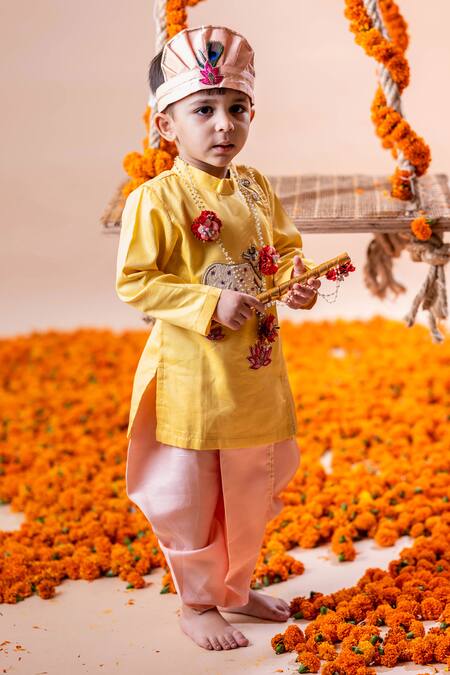 Rage Attire-Sweta Saria Yellow Cotton, Silk Beads Kaamdhenu And Padma Kurta With Dhoti Pant Online at Aza Fashions Rage Attire-Sweta Saria_Yellow Cotton, Silk Beads Kaamdhenu And Padma Kurta With Dhoti Pant _Online_at_Aza_Fashions