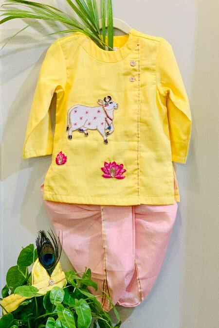 Rage Attire-Sweta Saria Yellow Cotton, Silk Beads Kaamdhenu And Padma Kurta With Dhoti Pant at Aza Fashions Rage Attire-Sweta Saria_Yellow Cotton, Silk Beads Kaamdhenu And Padma Kurta With Dhoti Pant _at_Aza_Fashions