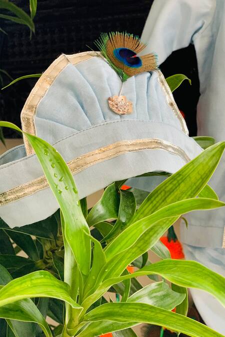 Buy Rage Attire-Sweta Saria Blue Cotton, Silk Beads Sev Khaye Kanahiya Kurta With Dhoti Pant Set Buy_Rage Attire-Sweta Saria_Blue Cotton, Silk Beads Sev Khaye Kanahiya Kurta With Dhoti Pant Set