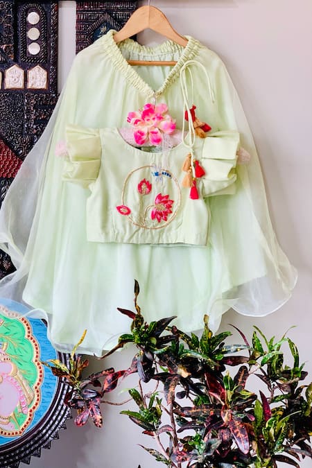 Rage Attire-Sweta Saria Padma Ring Embroidered Blouse & Lehenga Set 