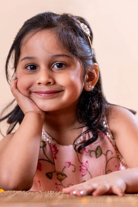 Shop Rage Attire-Sweta Saria Pink Chanderi Silk, Cotton, Lotus Pichwai Print Kurta And Bell Bottom Pant Set Online at Aza Fashions Shop_Rage Attire-Sweta Saria_Pink Chanderi Silk, Cotton, Lotus Pichwai Print Kurta And Bell Bottom Pant Set _Online_at_Aza_Fashions