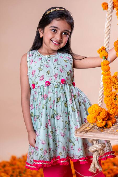 Buy Rage Attire-Sweta Saria Blue Chanderi Silk, Lotus Pichwai Patternprint Kurta And Bell Bottom Pant Set Online at Aza Fashions Buy_Rage Attire-Sweta Saria_Blue Chanderi Silk, Lotus Pichwai Patternprint Kurta And Bell Bottom Pant Set _Online_at_Aza_Fashions