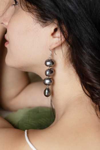 Do Taara_Grey Pearls Flickery Droplet Danglers _Online_at_Aza_Fashions